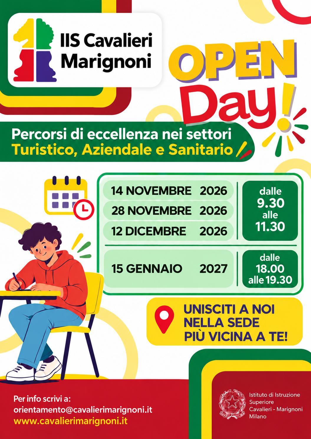 Locandina Orientamento IIS Cavalieri-Marignoni con l'offerta formativa